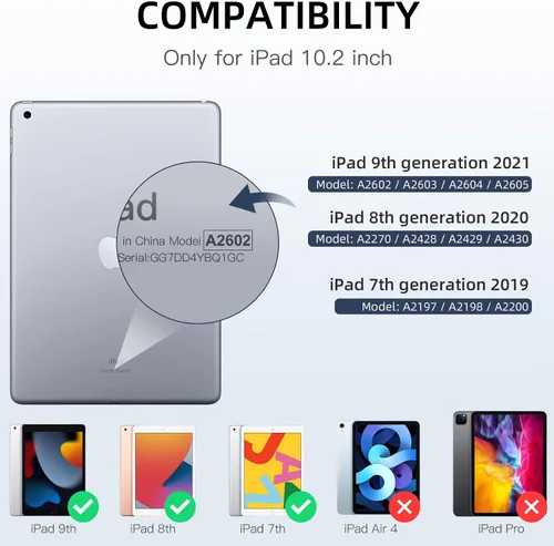 Miniatura 7 de Wenlaty Compatible con Funda para iPad de 9ª/8ª/7ª Generación (2021/2020/2019), Funda Protectora de Cuerpo Completo con Soporte para Lápiz, Funda