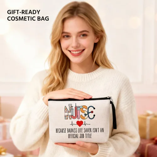 Miniatura 6 de Jztco Regalos de agradecimiento para enfermeras, bolsa de maquillaje multicolor para mujeres, enfermeras, resistente a los arañazos, cierre de Color2