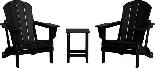 Miniatura 27 de WestinTrends Malibu HDPE - Silla plegable Adirondack de polietileno para exteriores, color negro