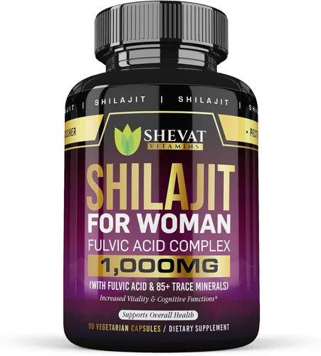 Shilajit Cápsulas de 1000 mg – Shilajit puro para mujeres con ácido fúlvico orgánico para energía y apoyo inmunológico, suplementos minerales para