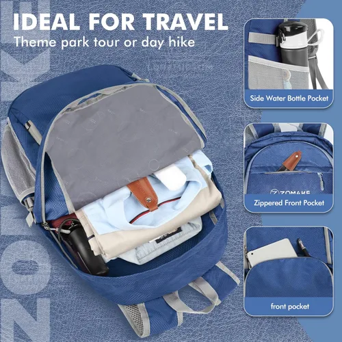 Miniatura 4 de Zomake - Mochila ligera de 30 l, resistente al agua, para senderismo, viajes, plegable, para camping y al aire libre