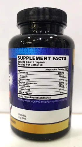 Miniatura 3 de Organic Cadane Suplemento de berberina pura 7 en 1 con quercetina, canela de Ceilán, resveratrol, cardo mariano, semilla de uva y pimienta negra