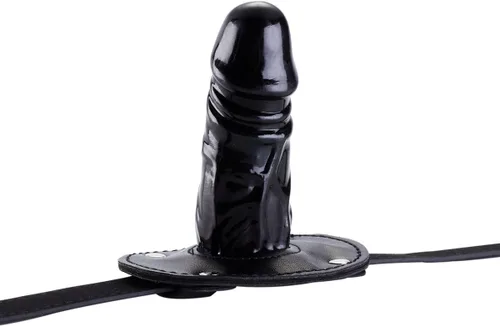 Miniatura 2 de YiFeng Consolador con cerradura Pene Boca Mordaza con bloqueo Bondage Correa de cuero en BDSM Juguete sexual para adultos (Largo)