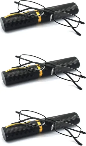 Miniatura 10 de Gafas de lectura de tubo ligero y compacto ultra delgado con estuche de aluminio de clip portátil