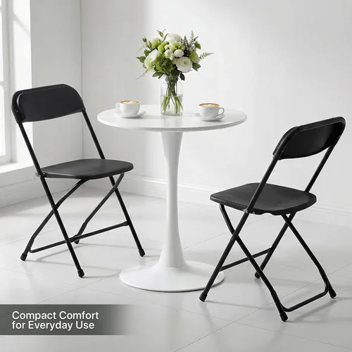 Miniatura 4 de Paquete de 10 sillas plegables, sillas de comedor plegables negras para bodas, fiestas, eventos, exteriores e interiores, sillas plegables
