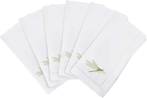 Miniatura 74 de Juego de 6 servilletas bordadas de magnolia hechas a mano con borde cosido