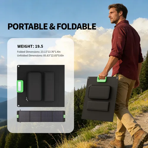 Miniatura 9 de GRECELL Panel solar portátil de 200W para central eléctrica, cargador solar plegable con 4 soportes, kit de panel solar impermeable IP65 con salida