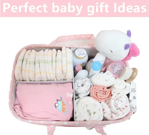 Miniatura 5 de Organizador de Pañales Rosa para Bebé Niña - Cesta Organizadora de Pañales Portátil Grande para Mesa de Cambio - Organizador de Pañales - Bolsa Tote