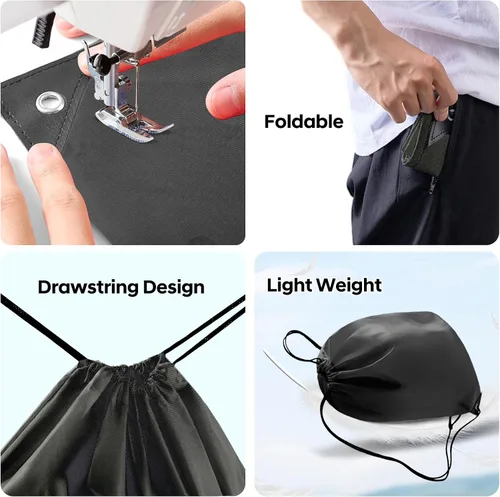 Miniatura 2 de CHEPULA Bolsas con cordón a granel, mochila con cordón grande, saco trasero con cordón, Negro-20 unidades., Mochila con cordón de nylon Draw String