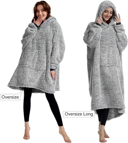 Miniatura 4 de Manta de sherpa acogedora con capucha para adultos, mujeres, hombres y niños, idea de regalo, manta con capucha, manta de gran tamaño, súper cálida