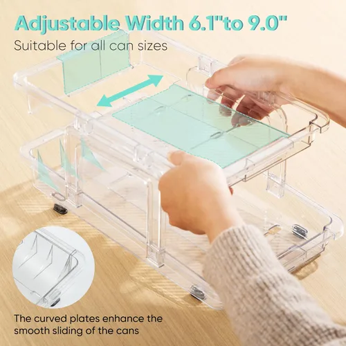 Miniatura 4 de VUSIGN Organizador de latas de soda expandible, paquete de 2, dispensador de latas de ancho ajustable para refrigerador de 6.1 a 9.38 pulgadas