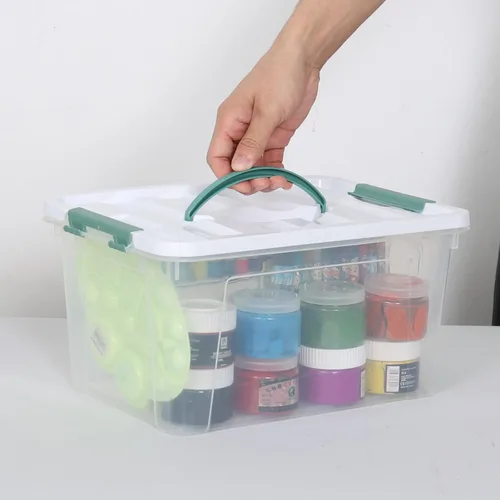 Miniatura 4 de 8 paquetes de contenedores de almacenamiento de plástico con tapas, caja de almacenamiento transparente, 14 cuartos de galón