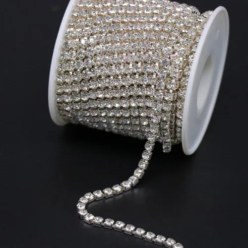 Miniatura 15 de Jerler 9 metros de adornos de diamantes de imitación con cadena cerrada SS6.5/2.0mm, cadena AB para costura, manualidades, ideal para bodas