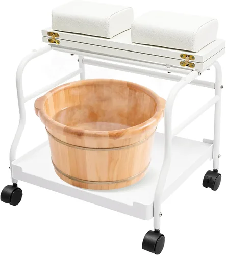 Miniatura 19 de Carrito de baño de pies de pedicura con ruedas, soporte de manicura, carrito portátil de esteticista para salón de belleza o spa de tecnología