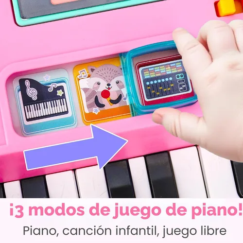 Miniatura 7 de Mesa de DJ para bebés de 1 a 3 años con música y luz, juguetes musicales de piano para bebés de 6 a 9 a 12 a 18 meses, mesa de actividades