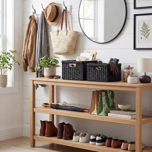 Miniatura 8 de StorageWorks Cesta de mimbre con asa, cestas de almacenamiento de mimbre para organizar, cestas de almacenamiento decorativas para estantes, cuerda