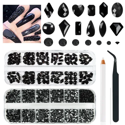 Miniatura 29 de qiipii Diamantes de imitación para uñas de amatista púrpura de múltiples formas de cristal con base plana K9, piedras de vidrio púrpura claro, gemas