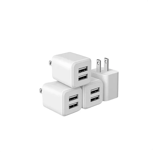 Cargador de pared USB, adaptador de corriente de cubo de doble puerto, cargador de bloque de carga, adaptador de carga rápida de pared de doble