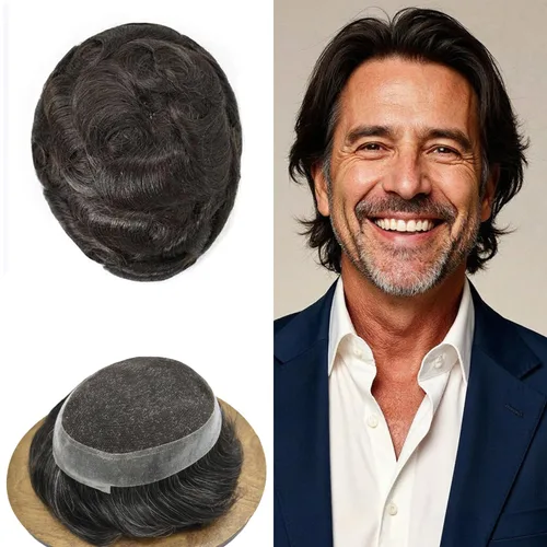 Toupee para hombres Piezas de cabello humano real Encaje suizo para hombres Toupee unidades de cabello humano europeo para hombres Hairpieces Hair