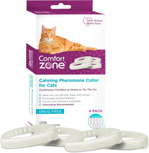 Comfort Zone Paquete económico de collar calmante para gatos: 4 collares calmantes de 30 días para 120 días de calma