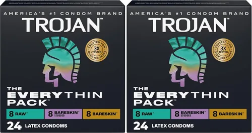Miniatura 15 de Trojan Bareskin - Preservativos finos, paquete variado Everythin, condón de látex lubricado, 10