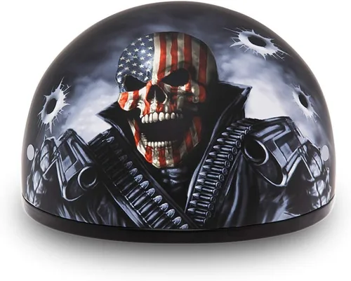 Miniatura 9 de Daytona Helmets - Medio casco de motocicleta con diseño de calavera y huesos cruzados – Aprobado DOT [Gráficos]