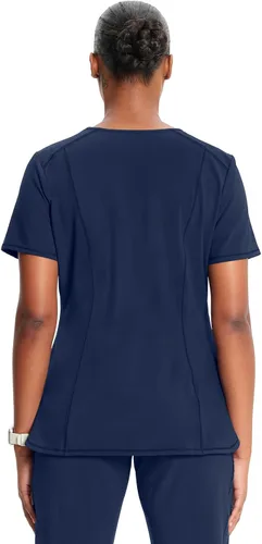 Miniatura 2 de Cherokee Infinity Camiseta Médica con Cuello en V para Mujer, Ajuste Contemporáneo, 2 Bolsillos, Inserto de Punto Acanalado, Aberturas Laterales