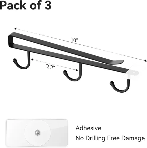 Miniatura 6 de ECROCY Ganchos para tazas para gabinete, enganche en estante y solo se ajusta a gabinete plano sin borde, 3 piezas, soporte para tazas sin