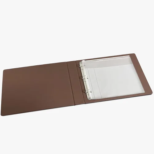 Miniatura 9 de Carpeta de 3 anillos para cheques de escritorio con trozos finales, 3 en una página, ajuste de 3 y 9 agujeros de piel sintética