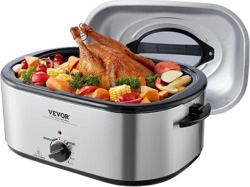 Miniatura 14 de VEVOR Horno tostador, bandeja eléctrica de tostado de 20QT, horno de pavo de cocción rápida con temperatura ajustable de 150-450℉, horno de pavo