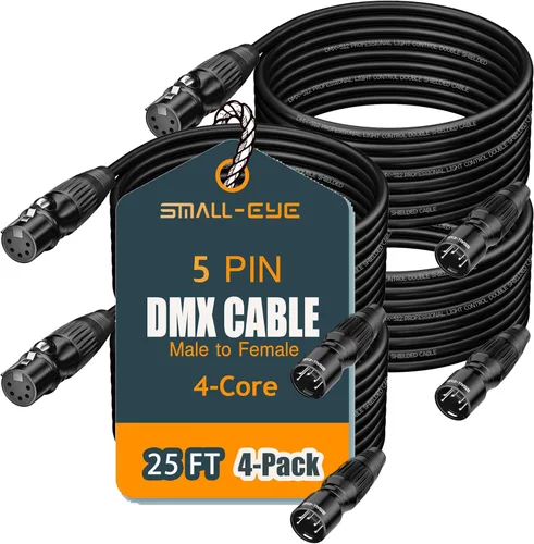 Miniatura 14 de SMALL-EYE Cable DMX de 5 pines de 10 pies, paquete de 4 cables macho a hembra de iluminación de escenario DMX512 (10 pies)