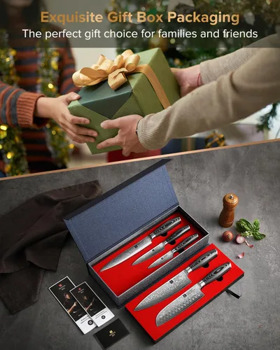 Miniatura 9 de XINZUO Cuchillo de cocina de 5 piezas, juego de cuchillos de chef profesional de acero de Damasco súper afilado con mango de madera de Pakkawood