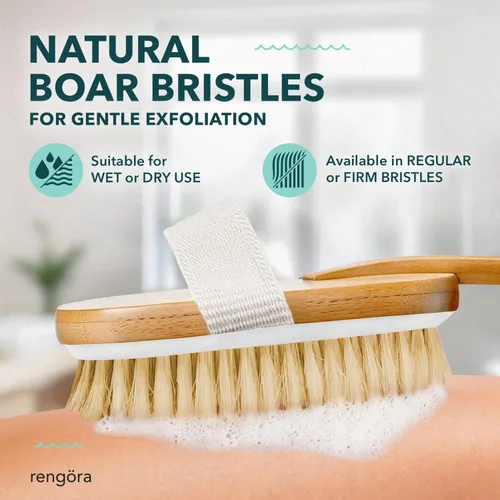 Miniatura 4 de Cepillo de ducha de mango largo de 20 pulgadas, cepillo de espalda de cerdas naturales, mango ergonómico + agarre antideslizante de silicona, gran