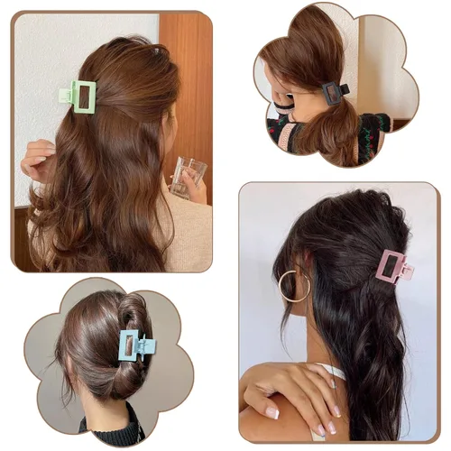 Miniatura 5 de Paquete de 6 pinzas para el cabello para mujeres y niñas, rectángulo mediano de 2 pulgadas, pinzas pequeñas para cabello fino o grueso medio