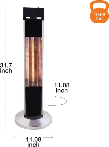 Miniatura 5 de Lifesmart Calentador de torre infrarrojo para exteriores, calor suplementario para garaje, terraza, patio, calentador eléctrico portátil