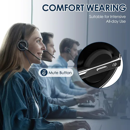 Miniatura 3 de (2025 Actualizado) Auriculares Inalámbricos con Micrófono para Trabajo, Auriculares Bluetooth con Micrófono de Cancelación de Ruido con Dongle, Base