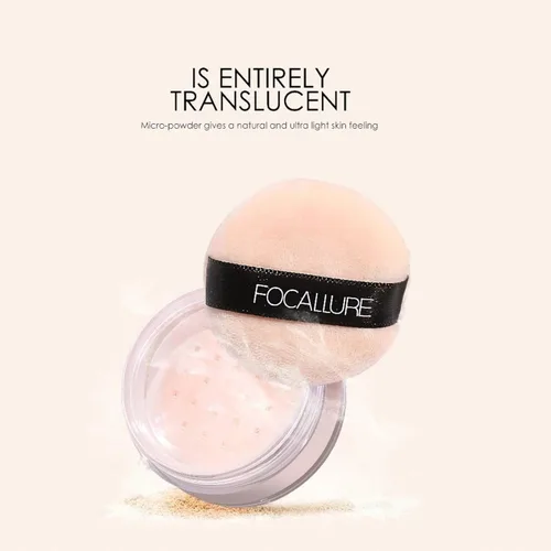Miniatura 7 de FOCALLURE Polvo Facial Suelto de Control de Grasa, Polvo Fijador Suelto Translúcido, Polvo de Acabado Mate Sin Brillo, Fija el Maquillaje de Base