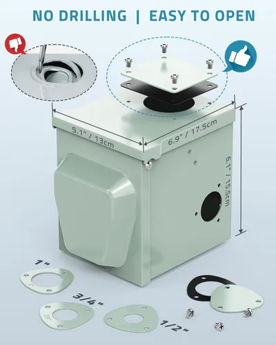 Miniatura 4 de Caja de toma de corriente de 50 amperios PAULINN, salida Nema 14-50R de 125/250 voltios, enchufe de RV con cubierta basculante con cerradura