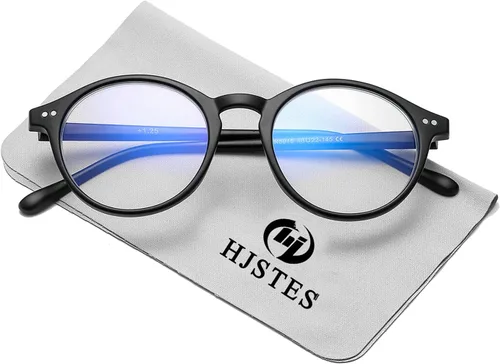 Miniatura 9 de HJSTES Gafas de Luz Azul Vintage para Mujeres y Hombres Redondas que Bloquean la Luz Azul con Marco Grueso TR90