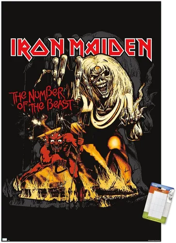 Miniatura 10 de Trends International Iron Maiden - Póster de pared con el número de la bestia, 34 pulgadas de largo x 22.4 pulgadas de ancho, paquete de póster