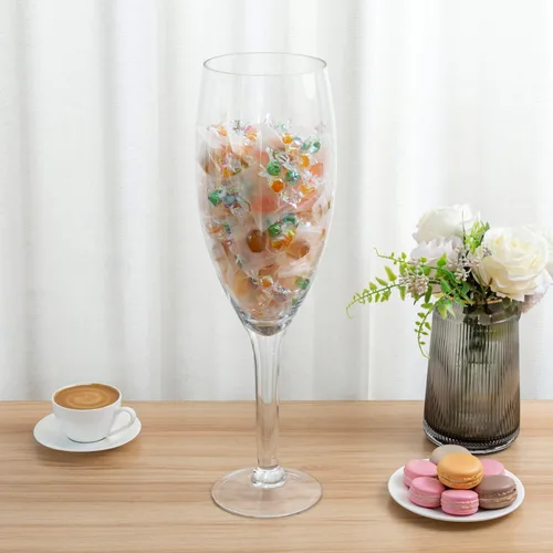 Miniatura 5 de MyGift Jarrón de vidrio de copa de champán de gran tamaño de 20 pulgadas, soporte decorativo grande para corcho de vino, centro de mesa floral