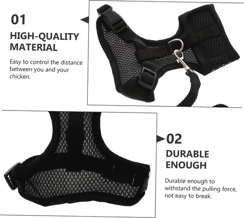 Miniatura 5 de Juego de arnés y correa de pollo para mascotas con cuerda de tracción ajustable, arnés de gallo duradero para paseos al aire libre y animales