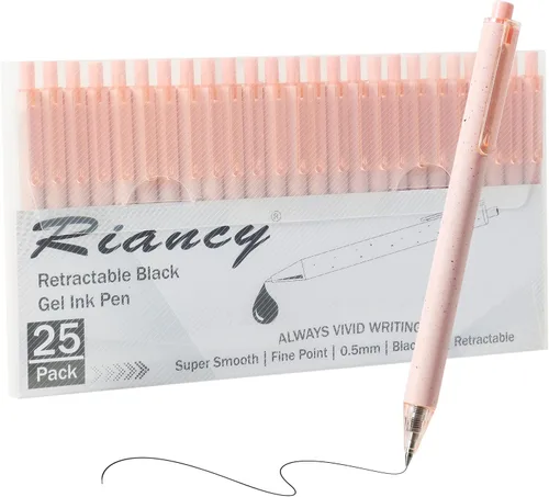 Miniatura 15 de Paquete de 12 bolígrafos de gel color beige crema, bonitos bolígrafos retráctiles estéticos de tinta negra neutra, punta fina de 0.020 in, secado