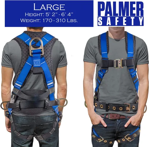 Miniatura 7 de Palmer Safety Arnés de seguridad de protección contra caídas Hammerhead Series Kit de seguridad I Arnés Premium + Cordón + Kit de extensor de anillo