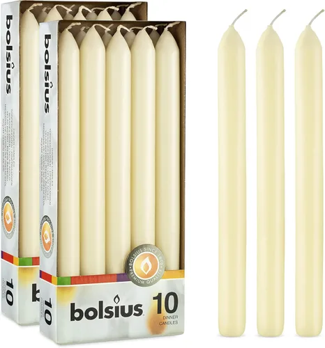 Miniatura 11 de BOLSIUS 10 velas blancas para el hogar, 9 pulgadas, calidad europea premium, aproximadamente 8 horas de tiempo de combustión, sin perfume, sin goteo