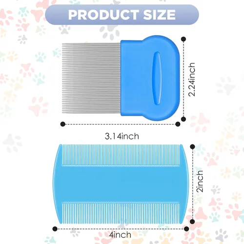Miniatura 2 de Maitys 8 peines para piojos de pulgas de doble cara para piojos, liendres y eliminación de caspa, peine de plástico y metal, peine para piojos