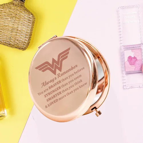 Miniatura 5 de KEYCHIN Heroine - Espejo de bolsillo para fanáticos de Diana, regalo You are Braver Stronger Smarter Than You Think Heroine - Espejo compacto
