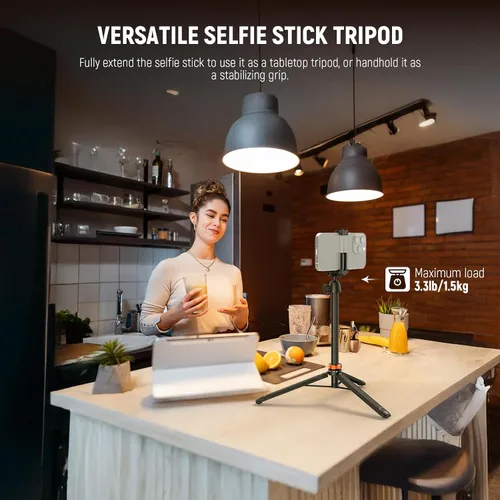 Miniatura 2 de NEEWER Basics Trípode selfie stick de 150 cm compatible con iPhone, cámara DLSR, Canon, Sony, pequeño soporte de mesa de metal portátil