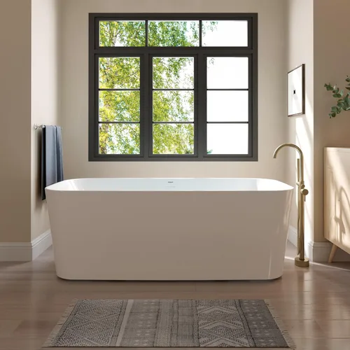 Miniatura 25 de FerdY Maui Bañera Independiente de 67" Elegante Bañera de Remojo Independiente, Blanco Brillante, Certificado cUPC, Conjunto de Drenaje y Drenaje