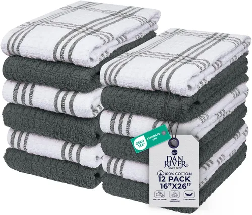 Miniatura 104 de DAN RIVER Paquete de 6 toallas de mano de alta calidad (16 x 28 pulgadas), 100% algodón, ultra suaves, ligeras, altamente absorbentes, para baño